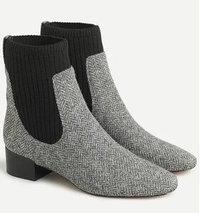 J Crew Ribbed-shaft Herringbone Chelsea Boots Women’s Size 8 Black & Gray